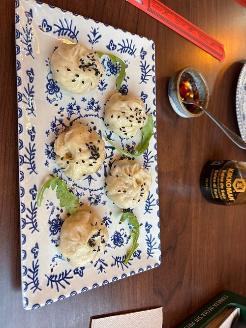 Vegan homemade dumplings  at Shambala - 烧饼阁 in Sevilla