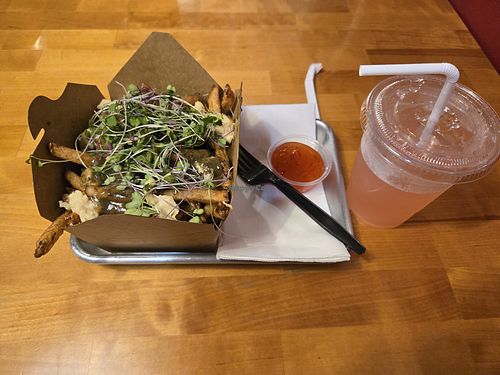 The Vegan with a side of chili sauce and prickly pear lemonade at The Flying V in Bethlehem