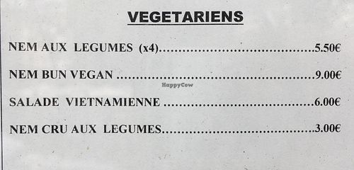 Menu  at Restaurant Indochine in Sete