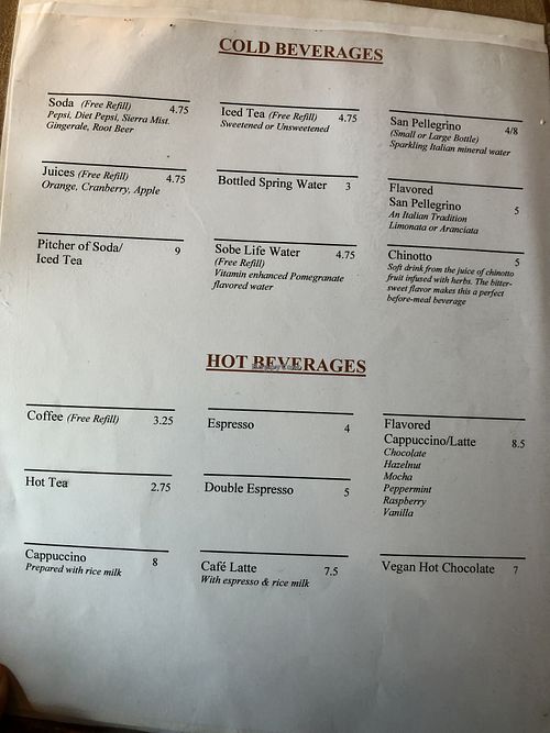 Menu 9  at Mama's Restaurant and Baci Cafe in Hackettstown