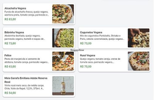 sabores veganos disponíveis at Rural Pizzeria Napoletana in Sorocaba