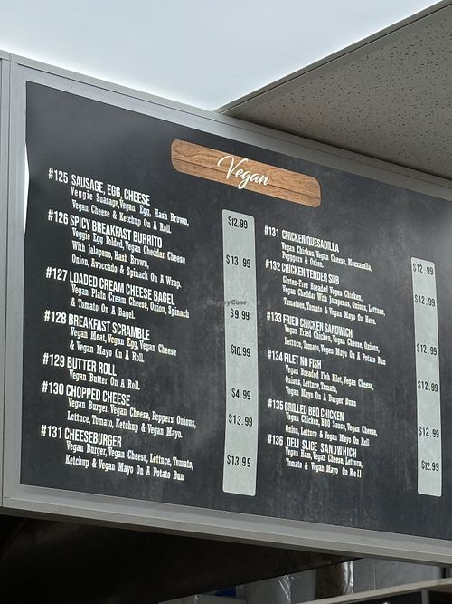 Vegan menu   at Village Farm Grocery in New York City