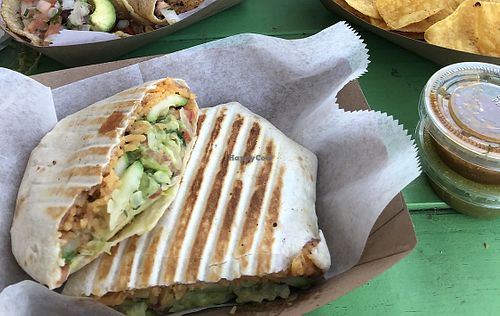 Fried zucchini burrito with guacamole instead of cheese  at Taco Jesus in Lynchburg