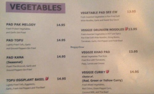 Lily Thai - Vegetable Menu - 1 at Lily Thai in Rehoboth Beach