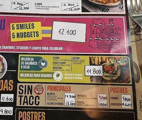 Vegan and vegetarian menu options  at Milanno - Amor x La Milanesa in Bahia Blanca