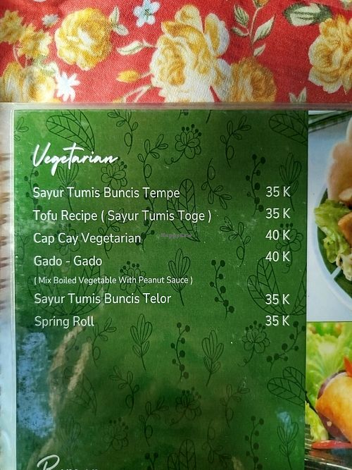 The menu at Sunset Corner in Tabanan