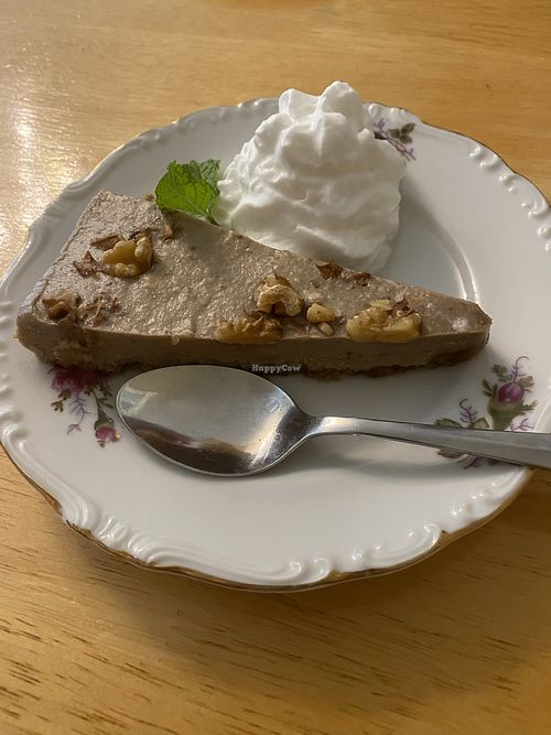 Vegan cheesecake with coconut cream  at Monet's Table in Tolland