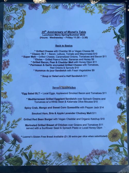 Sandwiches  at Monet's Table in Tolland