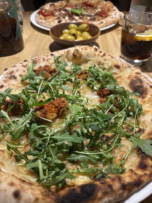 Pizza Ses Illes (sobrassada)  at Garden Pizza L'Hospitalet  in Lhospitalet De Llobregat