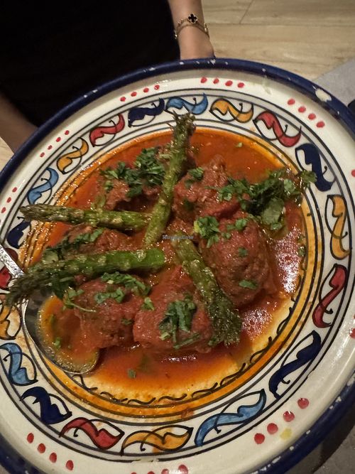 Vegan impossible meatballs $27 comes with a side of rice   at Cleo in Nassau