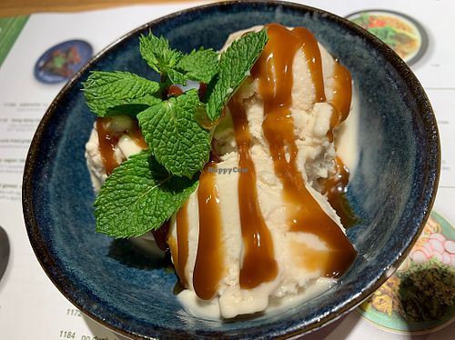 Miso caramel ice cream with toffee sauce  at Wagamama - Union Square in Aberdeen