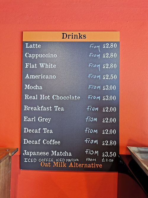 Coffee options at The Bagel Bar & in Berwick-upon-tweed