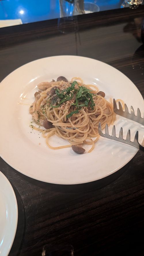Mushroom and shiso leaf pasta at HUNI Restaurant in Kanazawa