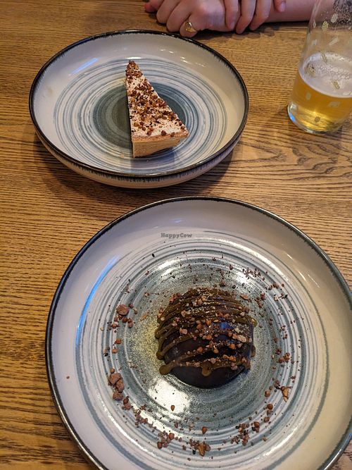Chocolate mousse (VG) & caramel tart (not VG) at Maneki in Birmingham