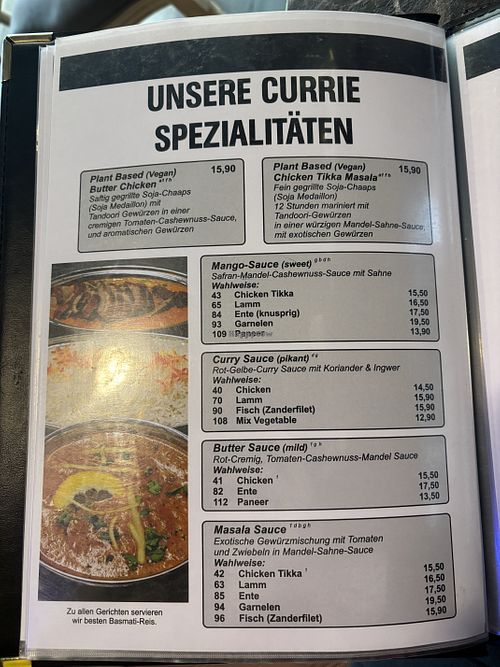 Menue  at Surahi in Landshut