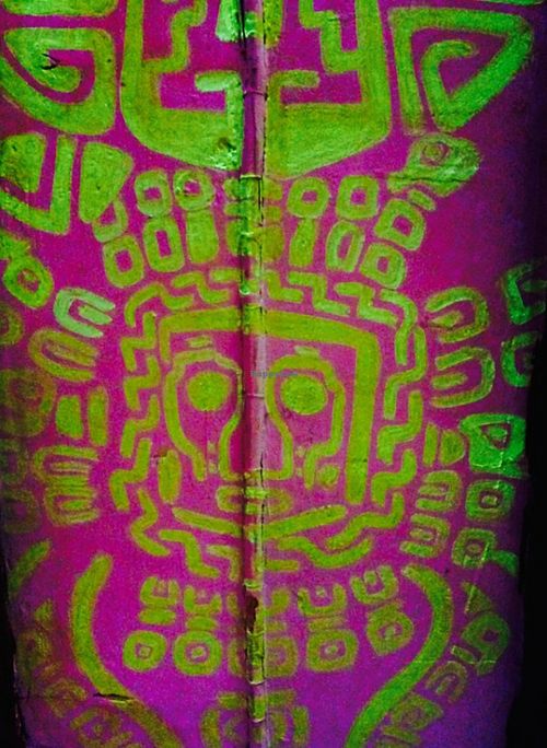 Glow in the dark painting in the ceiling at Waminka Cooltura Organica in Cusco