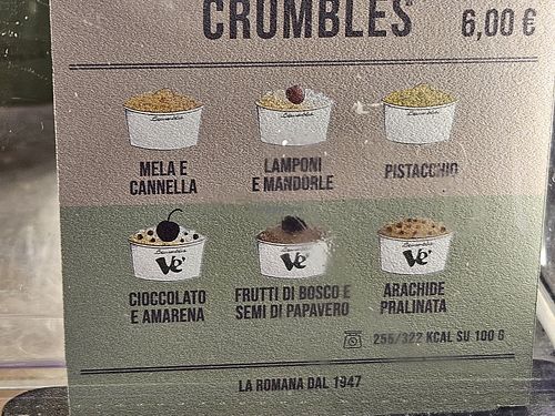 Menu at Gelateria La Romana in Monza