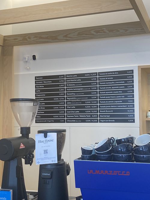 Menu includes several vegan tosatados  at East Cream Coffee in San Sebastian