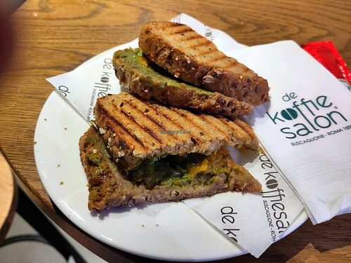 Vegan avocado tosti (with grilled vegan cheese) at AMS - De Koffiesalon - Schipol Plaza in Schiphol