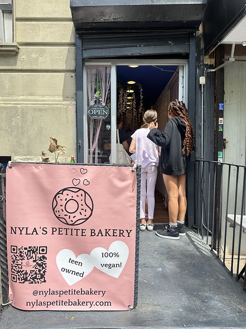 Narrow shop on 145th St  at Nyla's Petite Bakery in New York City
