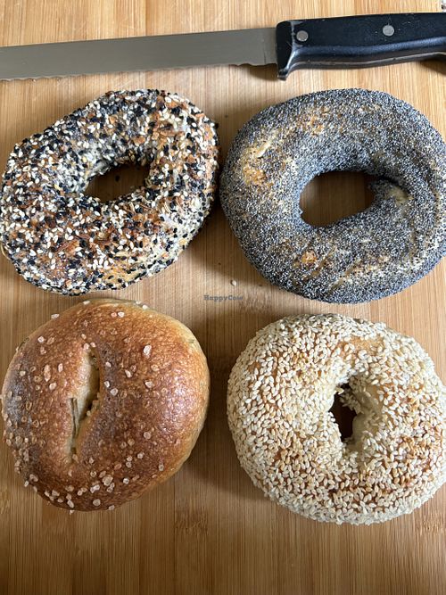 Everything, poppyseed, rosemary pink salt, and sesame   at Lefty's Righteous Bagels in Evanston
