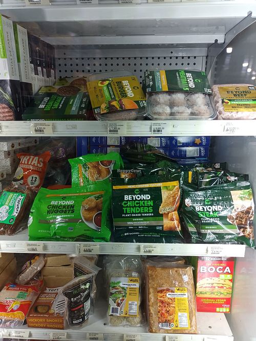 Some of the frozen products available at Supermercado Veggy in San Ramon