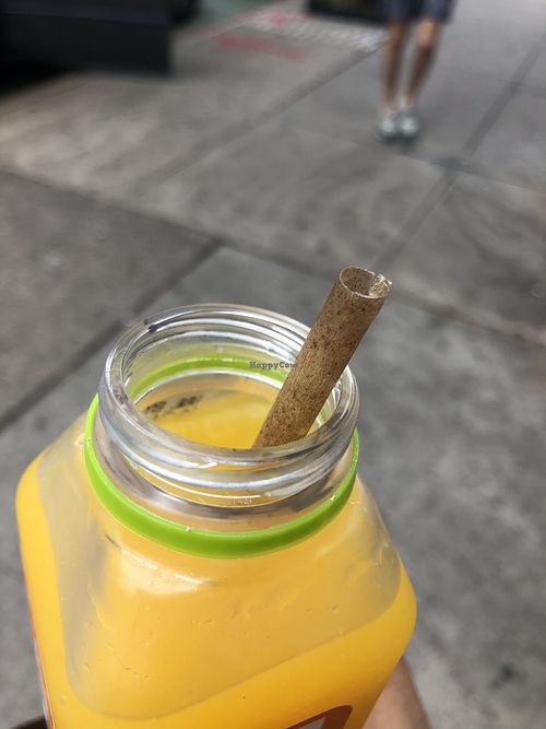 Their straw is made out of sugar cane :) at Juice Press - Lower East Side in New York City