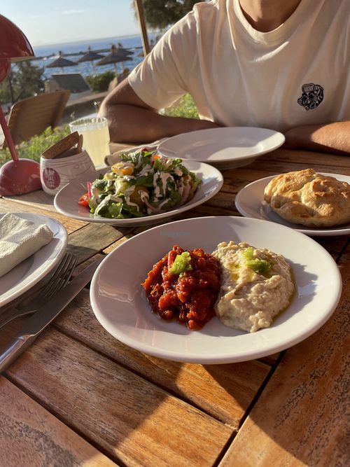 baba ganoush, israeli salad  at NENI - Mallorca Es Trenc in Mallorca