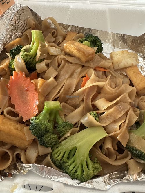 Pad see ew (oyster sauce and eggs omitted)  at Pattaya Thai Restaurant in Clearwater