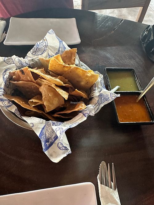 Free chips and salsa at Restaurante Costa Brava in Troncones