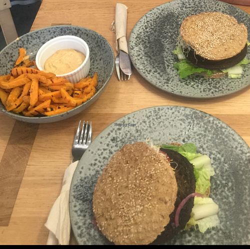 the best raw burger we've ever had. Add some sweet potatoes with chili mayo, it's a great bonus.  at 42°Raw in Hellerup