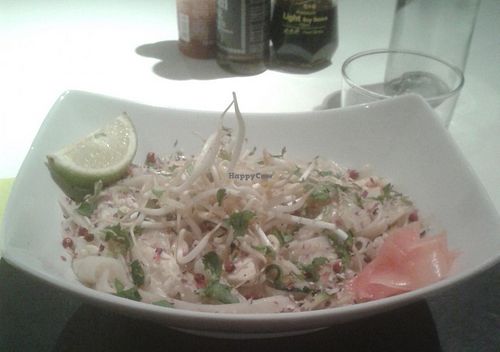 Yasai Itameru (stir fried tofu with mixed vegetables, rice noodles and coconut ginger sauce) at Noodle Bar in Montpellier
