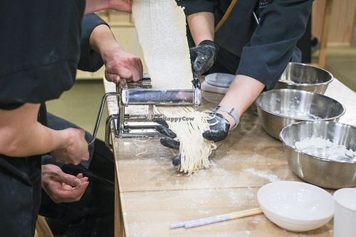 We make the ramen noodles from scratch—you’ll mix, knead, and roll the dough yourself. It’s super fun! 🍜✨ at Bub Activity Center - Asakusa in Tokyo