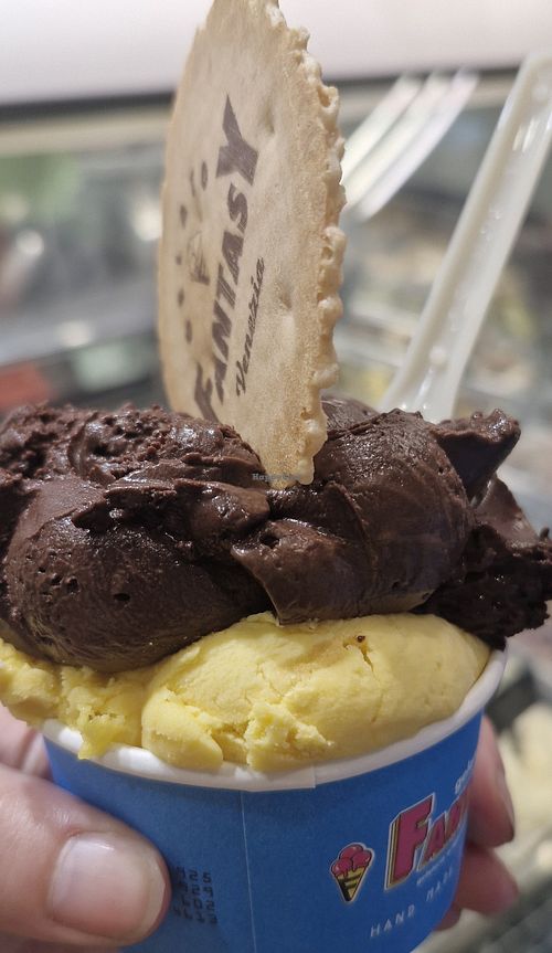 Chocolate fondante and mango at Gelato Fantasy Rialto in Venice