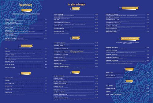 Le menu avec plusieurs options végétaliennes   at La Vallée du Kashmir in Le Touquet