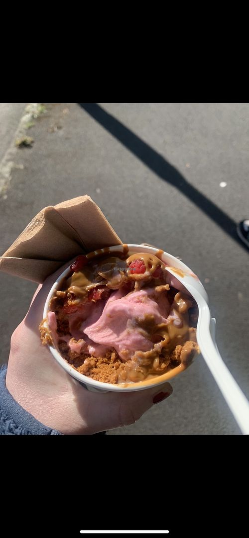 Oat Strawberry yog with lotus biscoff and raspberrys  at The Yog Bar  in Wirral
