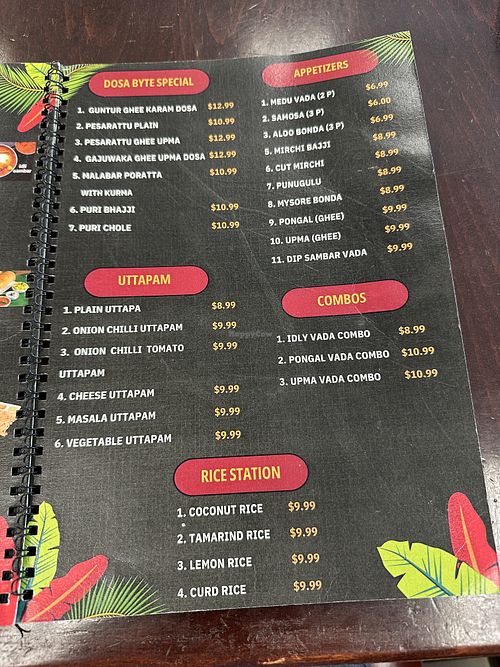 Menu 3  at Dosabytes in Franklin Park