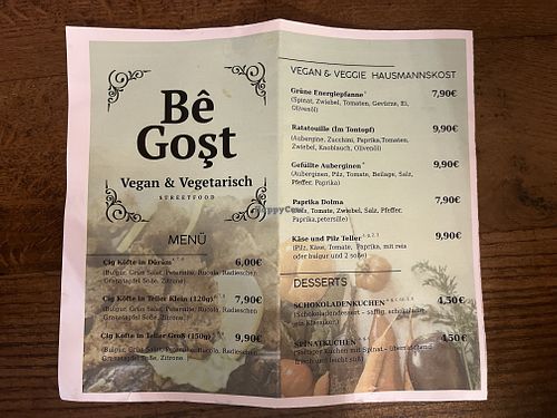 menu  at Be Gost in Jena