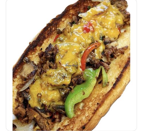 Pea protein vegan cheese sauté peppers , special sauce at Nature Heals Vegan Cafe in Boynton Beach