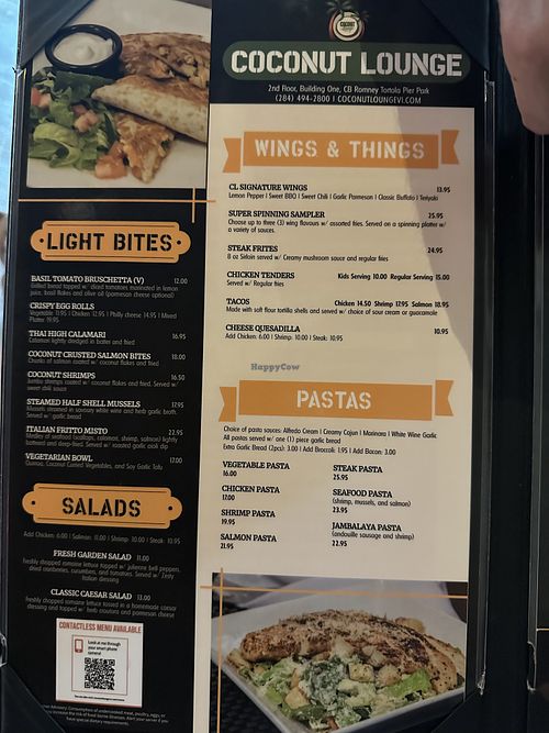 Bruschetta, Vegetarian Bowl and Vegetarian Pastaa  at Coconut Lounge  in Tortola