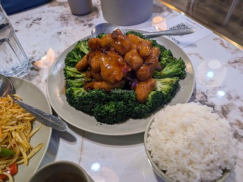 Orange chicken at Veggie Life in Kirkland
