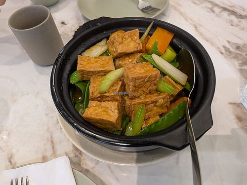 Tofu clay pot (noodles on bottom) at Veggie Life in Kirkland