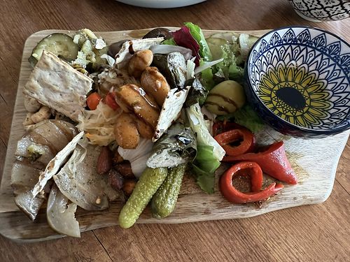 Vegan antipasti platter  at Atelier in Berwick-upon-tweed