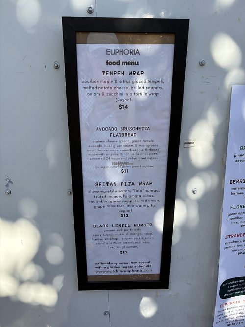 Food menu  at Euphoria Food Co  in Portland