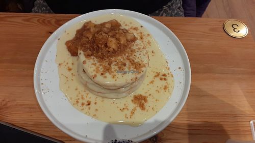Apple crumble and custard pancakes at Sunday Coffee & Kitchen in Newcastle Upon Tyne