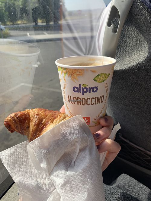 Alproccino and vegan croissant  at ADS IP San Demetrio Ovest in Syracuse