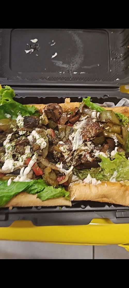My favorite!! Loaded veggies sub with plant based mayo and special seasonings at Yellow Bun & Chocolate Kitchen  in Temple Hills