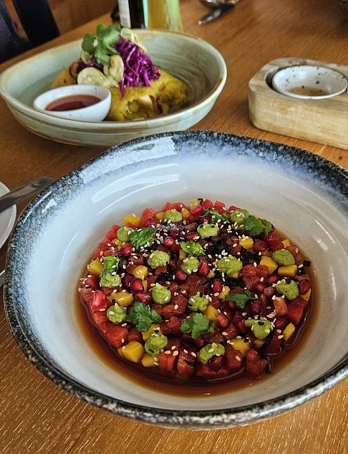 Wassermelonensalat, Kokos Pancakes at The Kitchen Table in Koh Samui