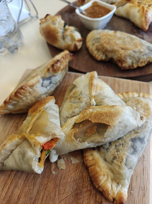 Curry empanadas and mushroom empanadas at Catch Your Breath Coffee Bar in La Paz