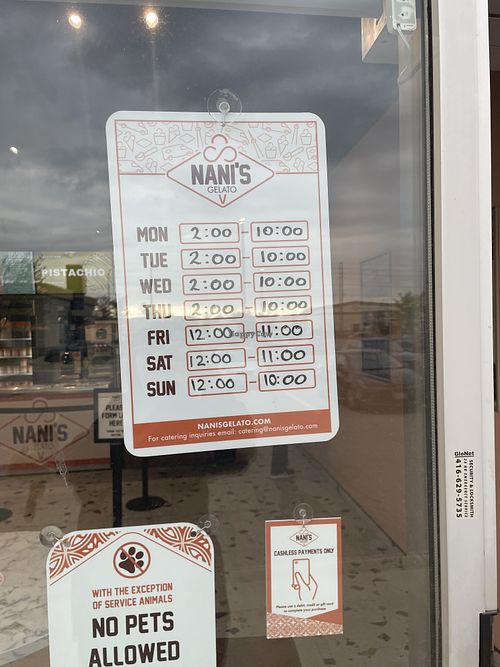 Hours of Burlington location    at Nani's Gelato in Burlington